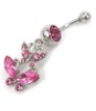 Butterfly Body Jewelry, Rhinestone Belly Ring