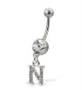 Wholesale Alphabet Belly Button Rings;26 English Letter belly ring