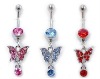 Belly Ring Body Jewelry, Crystal Belly Ring, Dangling Navel Ring
