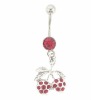 Belly Button Rings > Cherry Belly Button Rings > Pave Cherry Basic Belly Ring