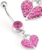 Wholesale fashion 316L stainless steel with doubel pink heart body piercing belly jewelry