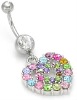 Wholesale charming 316L stainless steel heart with varicoloured diamond body piercing belly jewelry