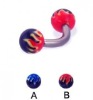 Wholesale Titanium curved body barbell with flame balls body jewelry piercing eyebrow jewelry