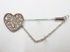 Wholesale heart garment decoration charm metal pin brooch