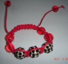 Wholesale crystal beads braided wax cord bracelet