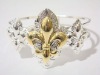 Wholesale Two Tones Fleur De Lis Cuff Bracelet
