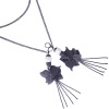 Wholesale Fashion Black Leaf Pendant Metal Necklace