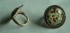 Wholesale Antique brass alloy with print flower rings jewellery