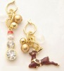 Wholesale 2 HEART SIMULATED-DIAMOND GOLD EARRING