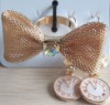 Wholesale Gold Plated bow and clock ring and fashion finger earring set