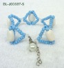 Wholesale fresh sky-blue heart-shaped beads & ceramic bracelet