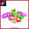 Wholesale 3 LED silicon Flashing Rubber Band bracelets heart shape