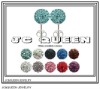 Wholesale 2011 fashion light blue cz crystal alloy ball stud earring 8mm