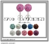 Wholesale 2011 fashion pink cz crystal alloy ball stud earring 8mm