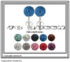 2011 fashion blue cz crystal alloy ball stud earring 8mm