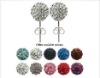 2011 fashion clear cz crystal alloy ball stud earring 8mm