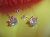 Wholesale A123 zircon 18k white gold plated EARRING STUD