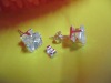 Wholesale A123 zircon 18k white gold plated EARRING STUD