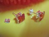 Wholesale zircon 18k white gold plated EARRING STUD