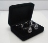 Elegant black color velvet cufflink box