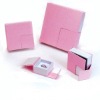 Pink jewelry box set with polka dots pattern and magnetic closure