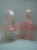 Wholesale pink organza pouch with handle used in cosmetic