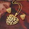 Wholesale 18K gold Plated fashion gemstone heart-shaped Jewelry set