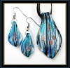 Wholesale Fashion Blue Murano Glass earrings and pendant Jewelry Set.