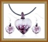 heart murano glass jewelry set