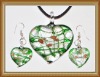 glass pendant and earrings jewelry set
