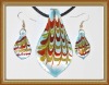 glass pendant and earrings jewelry set