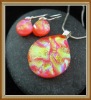 glass pendant and earrings jewelry set