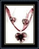 glass pendant and earrings jewelry set
