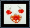glass pendant and earrings jewelry set