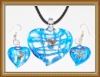 glass pendant and earrings jewelry set