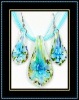 inner flower glass pendant and earrings jewelry set