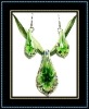 inner flower glass pendant and earrings jewelry set