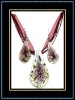 Wholesale inner flower glass pendant and earrings jewelry set