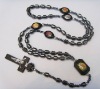 hematite rosary,rosary, cross necklace.bead rosary