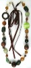 Fashion wooden beaded necklace with ribbon