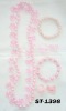 pink butterfly and round beads jewelry set
