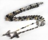 metal cross rosary, religious necklace