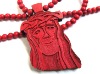 Wholesale Jesus face wood pendant, wooden beads rosary
