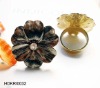 Wholesale zinc alloy gemstone flower ring