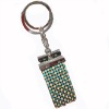 Wholesale 7rows rhinestone handmade leather with claw chain keychain