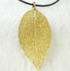 Wholesale gold plating natural leave pendant & necklace