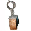 Wholesale 7rows rhinestone handmade leather keychain
