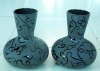 Wholesale Sandblasted black glass vase
