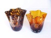 Wholesale Handmade leopard spots glass vase in wavy rim
