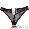 Wholesale sheer mesh thong embroidery t-back